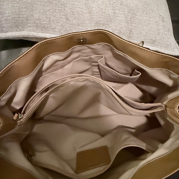 Coach Canvas Tote in Beige and Brown Leather Trim - Picture 7 of 7